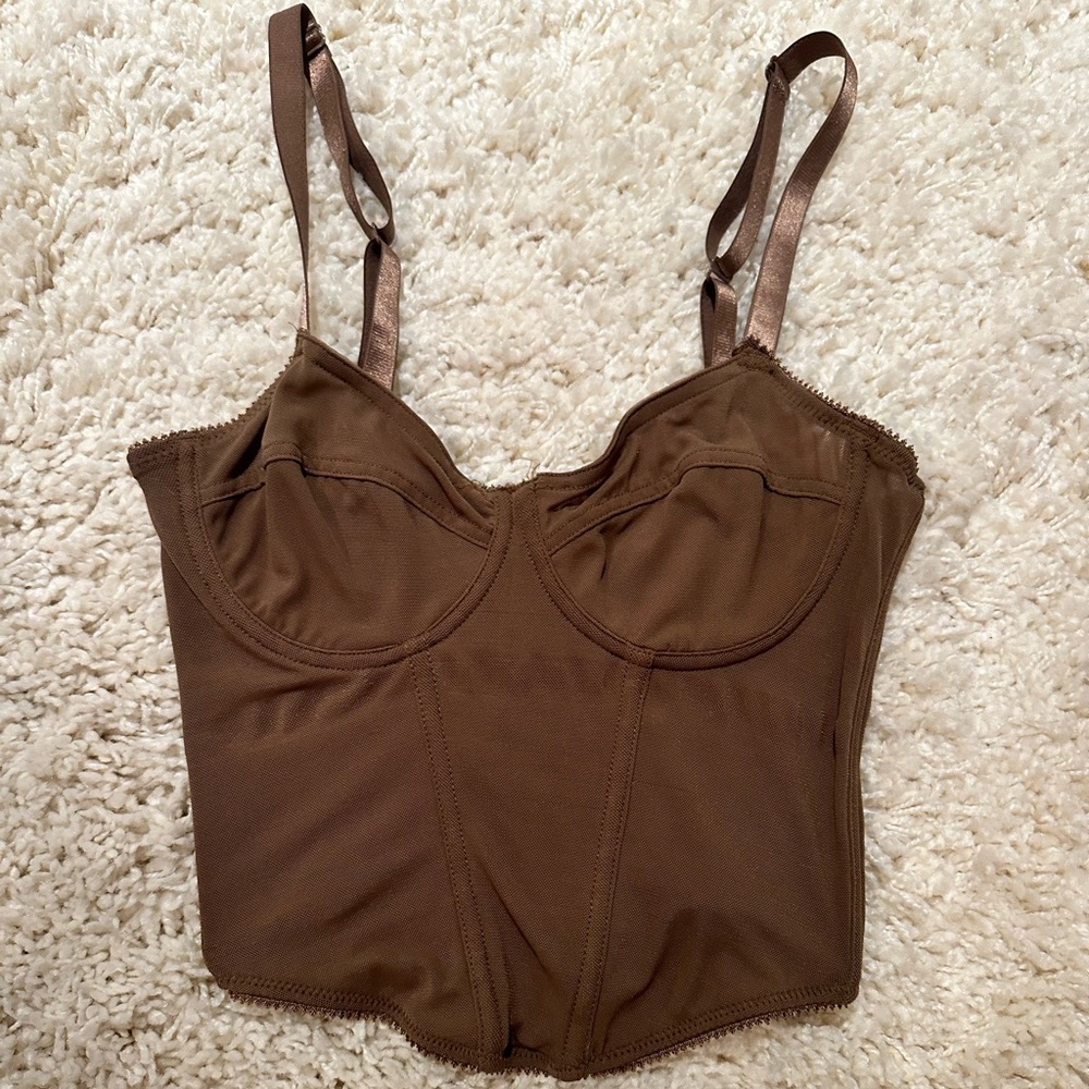 Brown corset crop top